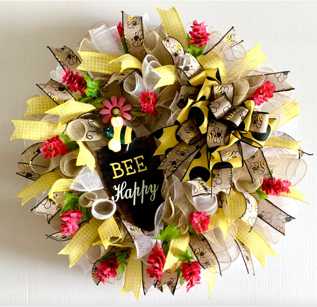 BEE HAPPY SPRING/SUMMER WREATH TUTORIAL