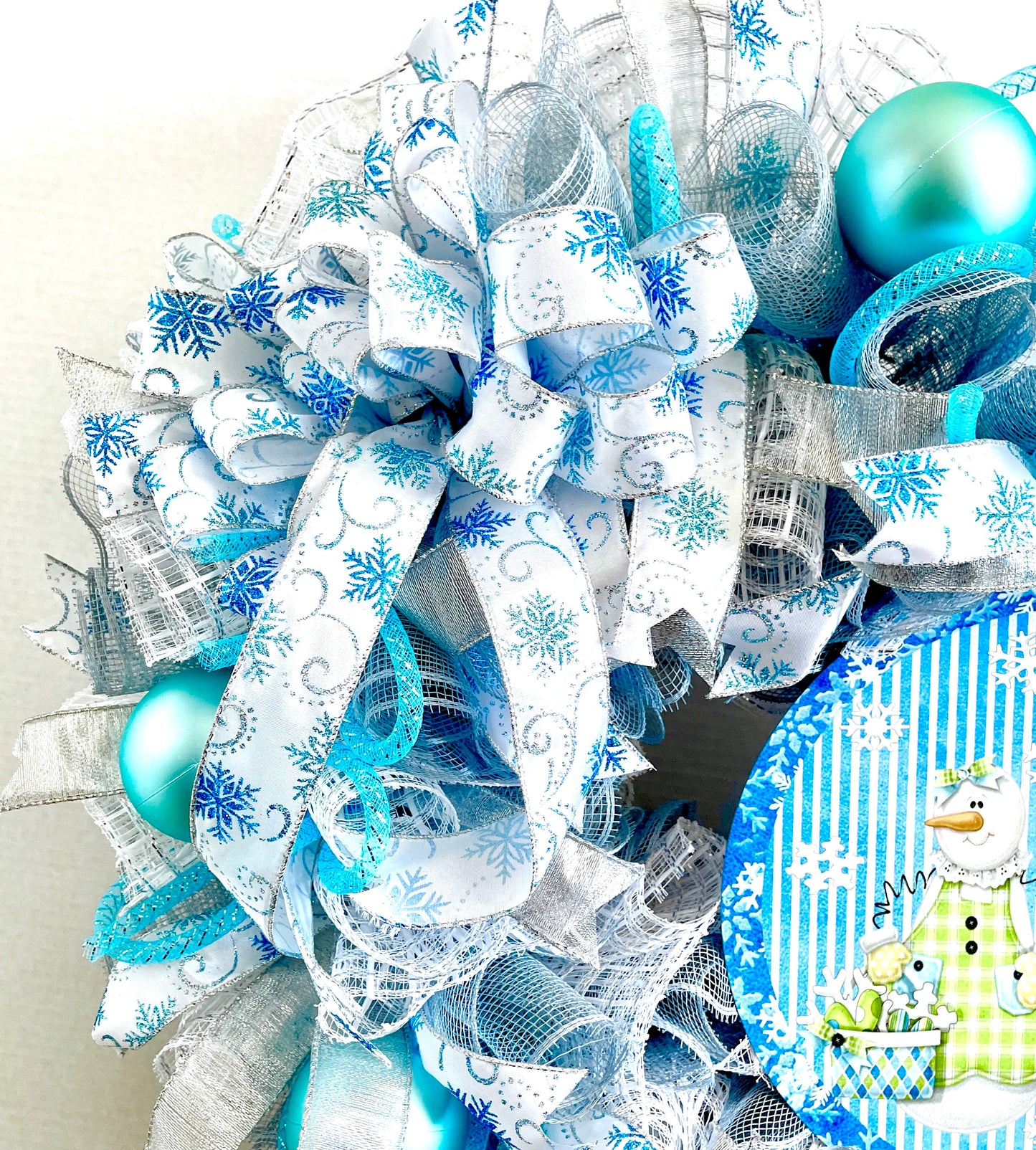 Blue Snowman Christmas Wreath