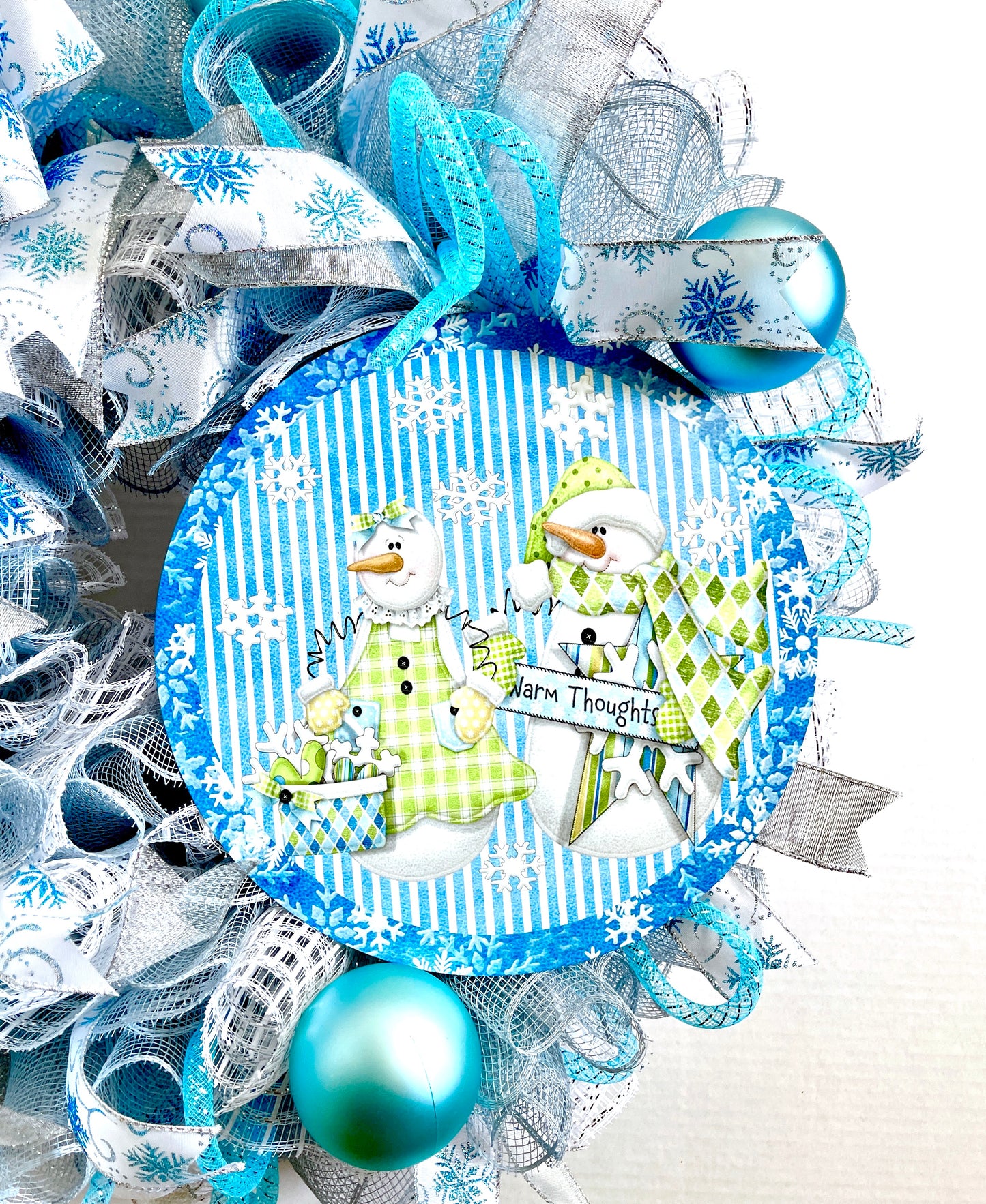 Blue Snowman Christmas Wreath